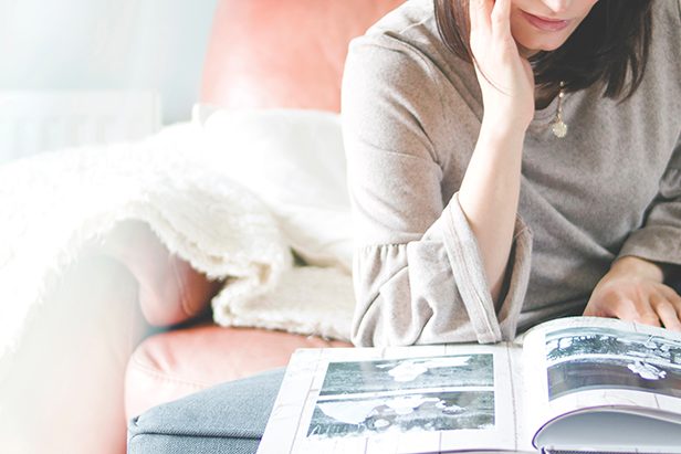 Lady looking at printed photobook