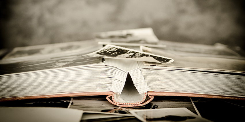 Traditional photo album with old photos