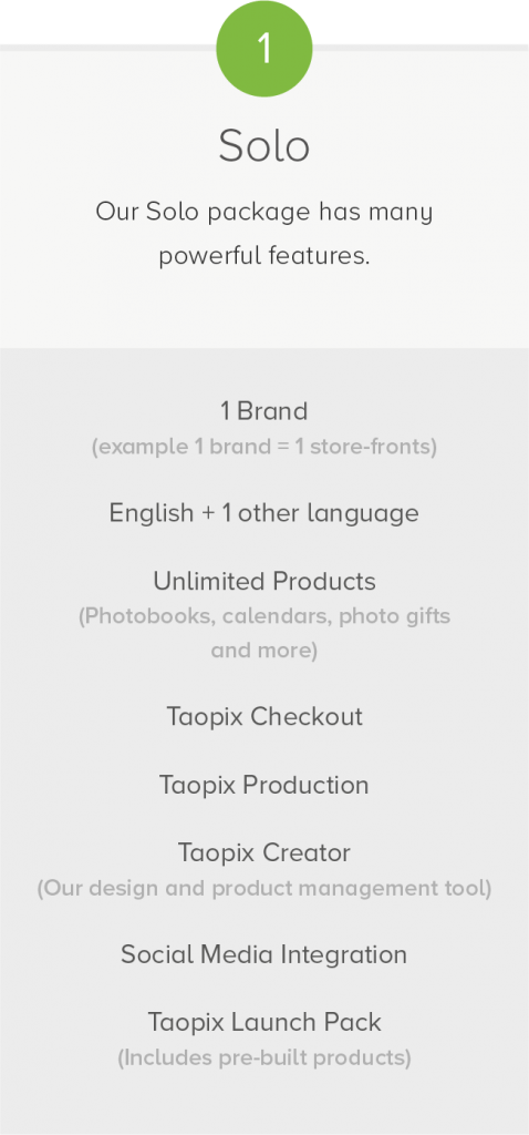 Solo Package Taopix